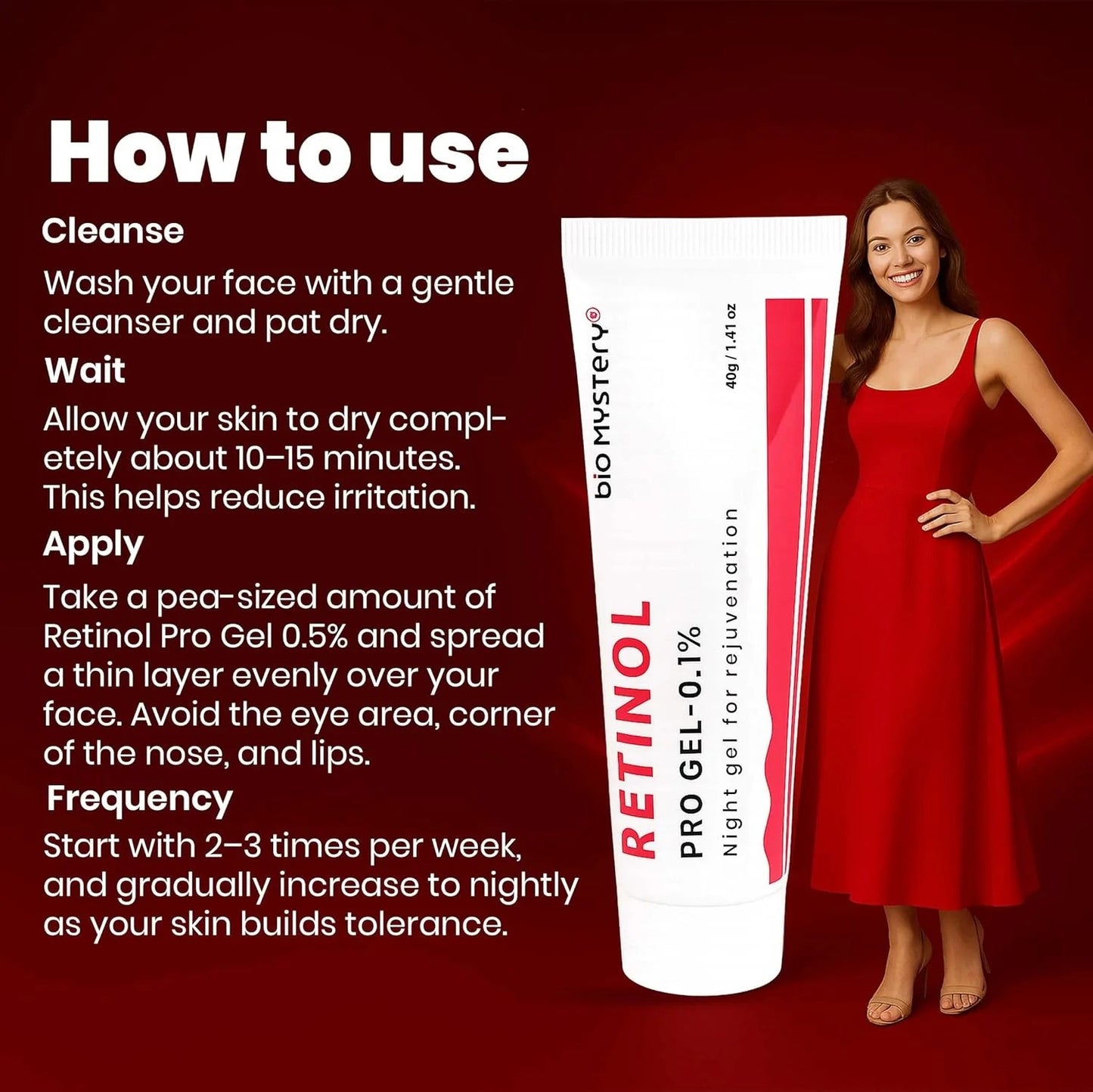 Retinol Pro Gel 0.1%: The Ultimate Night-Time Skincare Solution for Acne, Wrinkles & Dark Spots( 40g )